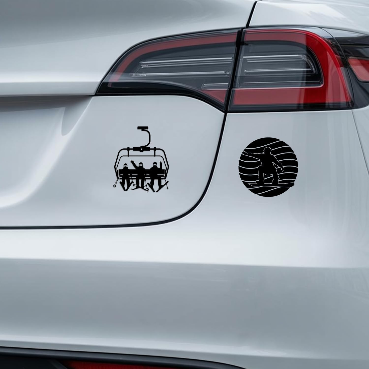 (4PCs) Snowboard Decal Set Black UV DTF Decal Waterproof Durable Easy to Apply Snowboarding Ski Lift Winter Sports Mountain Goggles Bumper Stickers Car Truck Laptop Window Decoration 5 Inches (Black) - Image 4