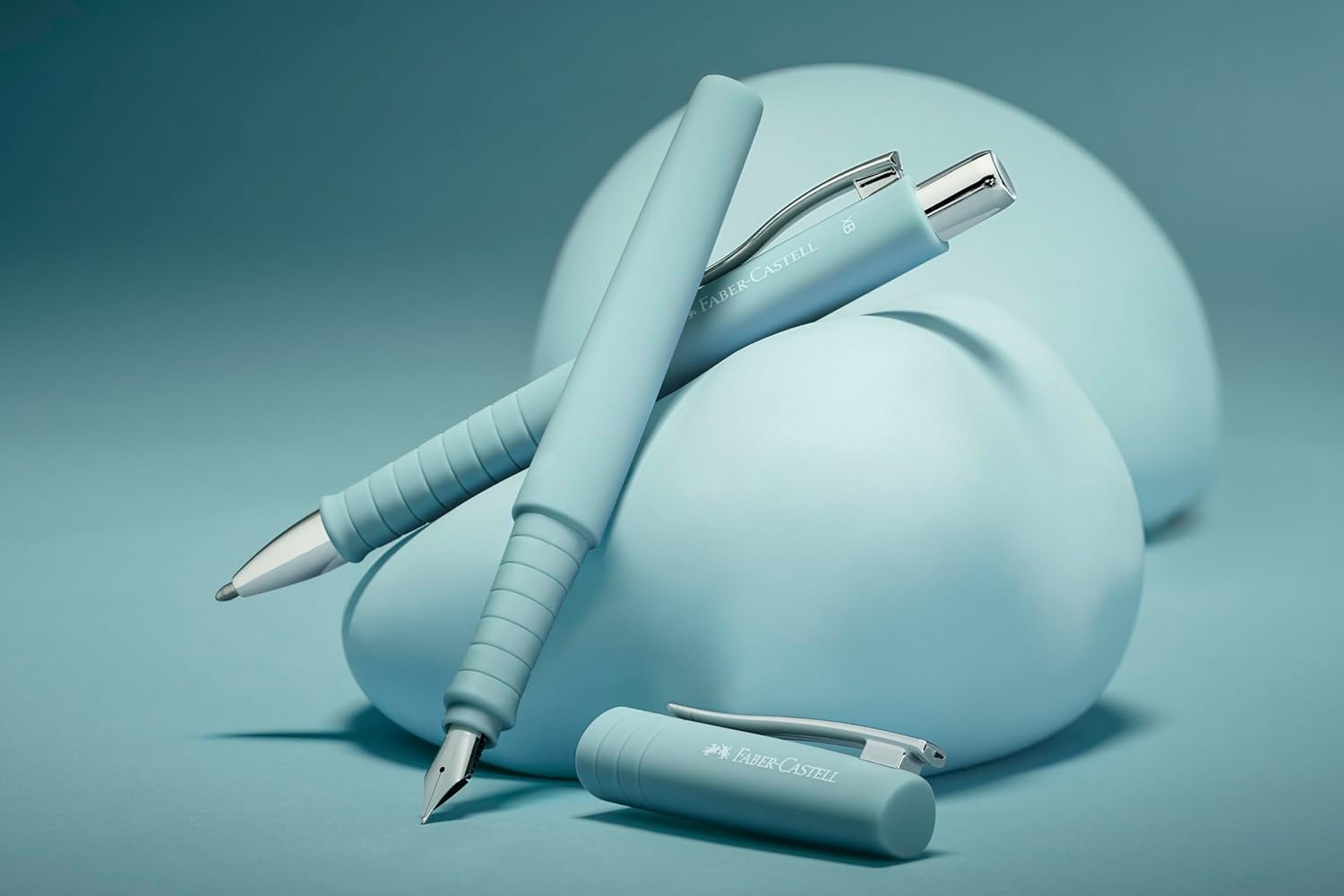 Faber-Castell 241010 Poly Pen Fountain Pen, Caribbean Blue Body, Broad Nib, Designed in Recycled Plastic with Ergonomic Grip, Smooth Writing, Ideal for Students