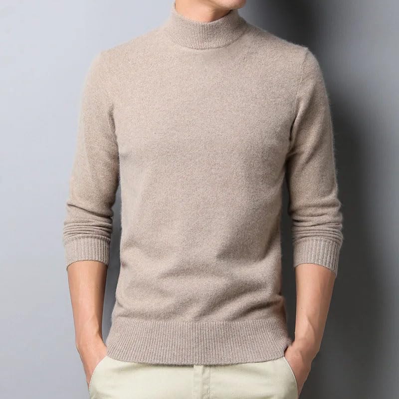 Men's Soft Warm Knitted Sweater Solid Mock Neck Long Sleeve Pullovers Casual Jumpers Tops3