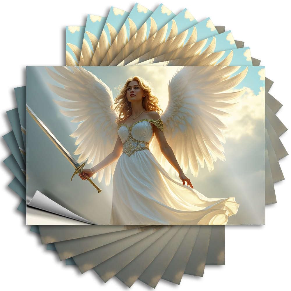 Fzfn Colour Great Decals Aesthetic Decals, Farm Cute Pattern Design For Mold Notebook | Bumper Removable Vinyl Angel With Wings Holding A Sword(8X12cm)