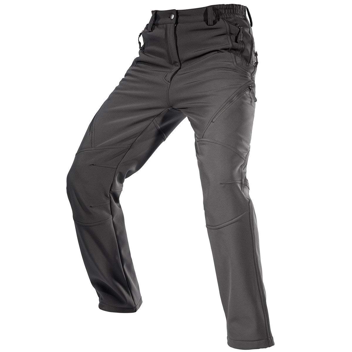 Free Soldier Waterproof Walking Trousers for Men Thermal Fleece Lined Softshell Overtrousers Hiking Trousers Winter Outdoor Tactical Hunting Pants