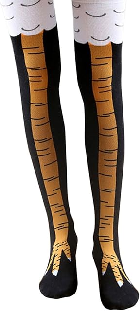 YOGINGO Chicken Feet Stockings,Funny Chicken Socks Women, Cotton Knee Thigh High Socks Novelty Pattern Athletic Socks for Women Girls Striped Cosplay Socks Funny Gifts