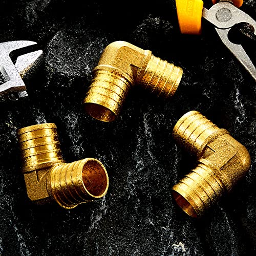 Image of Dunzy 8 Pieces 1 Inch 90 Degree Elbow PEX Brass Fittings Crimp Pipe Fittings for PEX Tubing Plumbing Tool Crimp Pipe in Plumbing Jobs