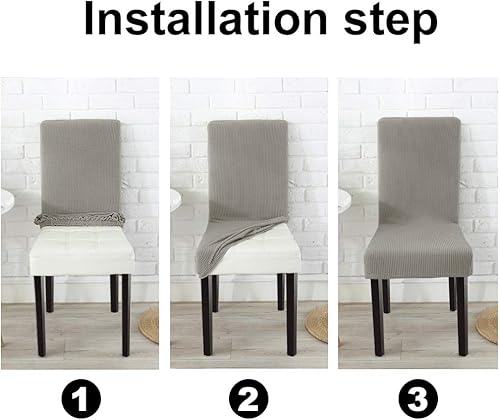 Miniatura 6 de NORTHERN BROTHERS - Fundas elásticas para sillas de comedor, fundas para sillas de comedor Parsons., Marrón topo