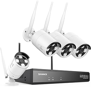 SANNCE WLAN Überwachungskamera Set Aussen 8CH 5MP NVR mit 4X 3MP Kabellose WiFi Kameras Outdoor 3MP Funk Überwachungssystem AI Erkennung 24/7 Aufnahme IP66 Wetterfest
