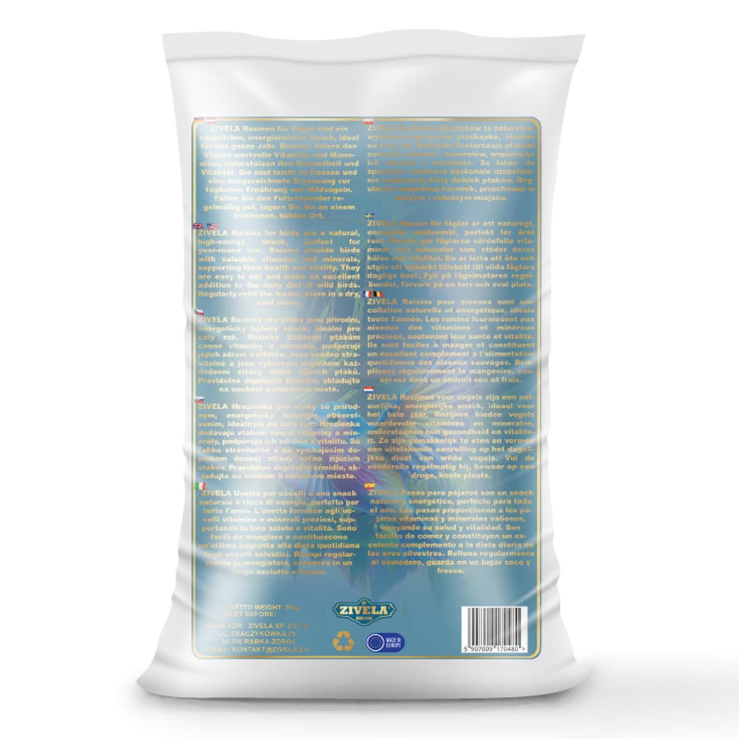 30kg Natürliche Rosinen für Vögel - Ideale Leckereien für Ihre gefiederten Freunde - 100% natürlich Futterrosinen | Rosinen für Vögel 30kg | Wildvogelfutter | Ganzjahresfutter energiereich