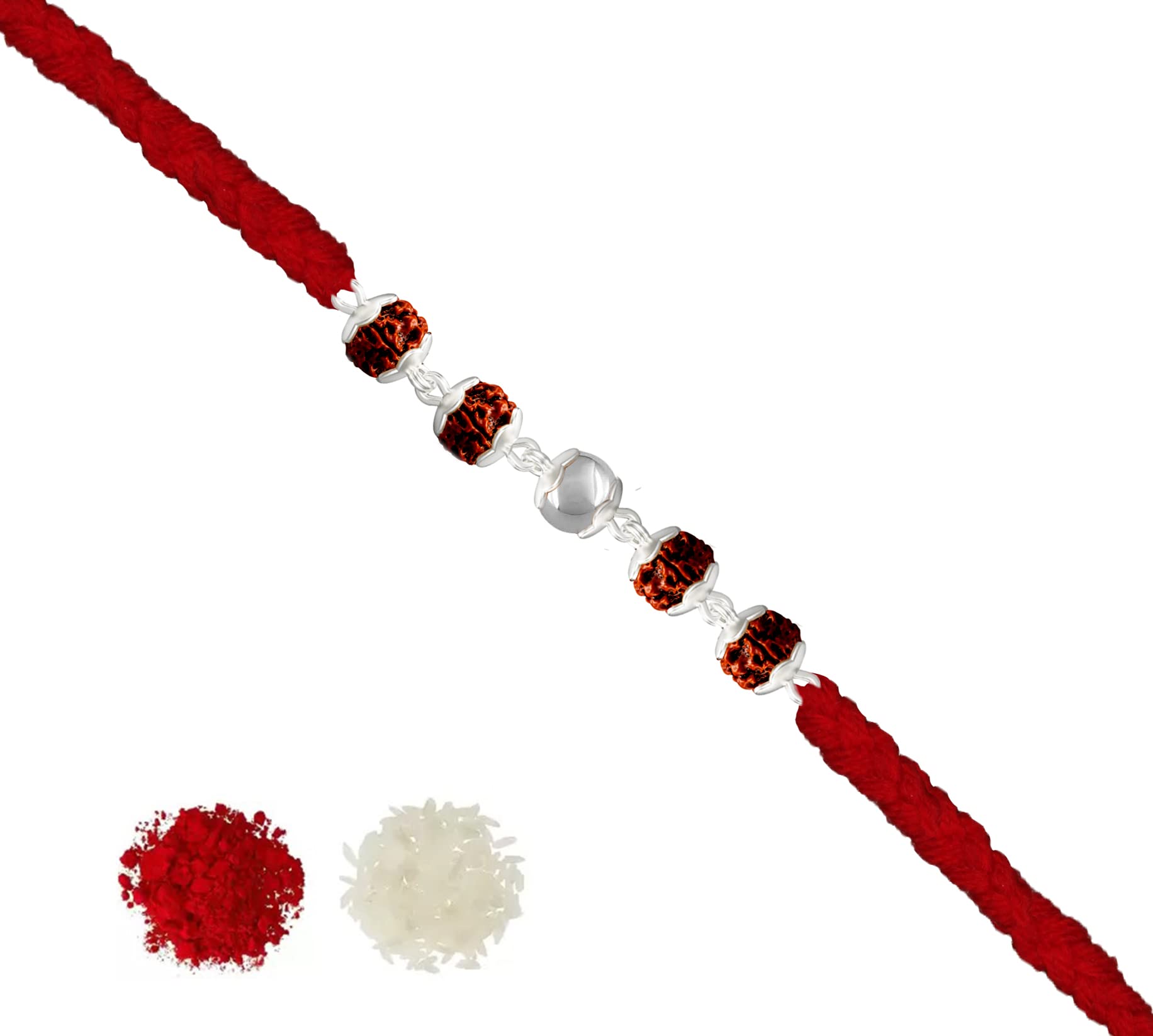 Njels™ Rakhi 925 BIS Hallmarked Handmade Original Silver Stylish Rudraksha Rakhi for Brother