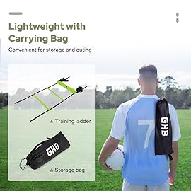 GHB Pro Agility Ladder 2 Pack Agility Training Ladder Speed 12 Rung 20ft with Carrying Bag (Green)