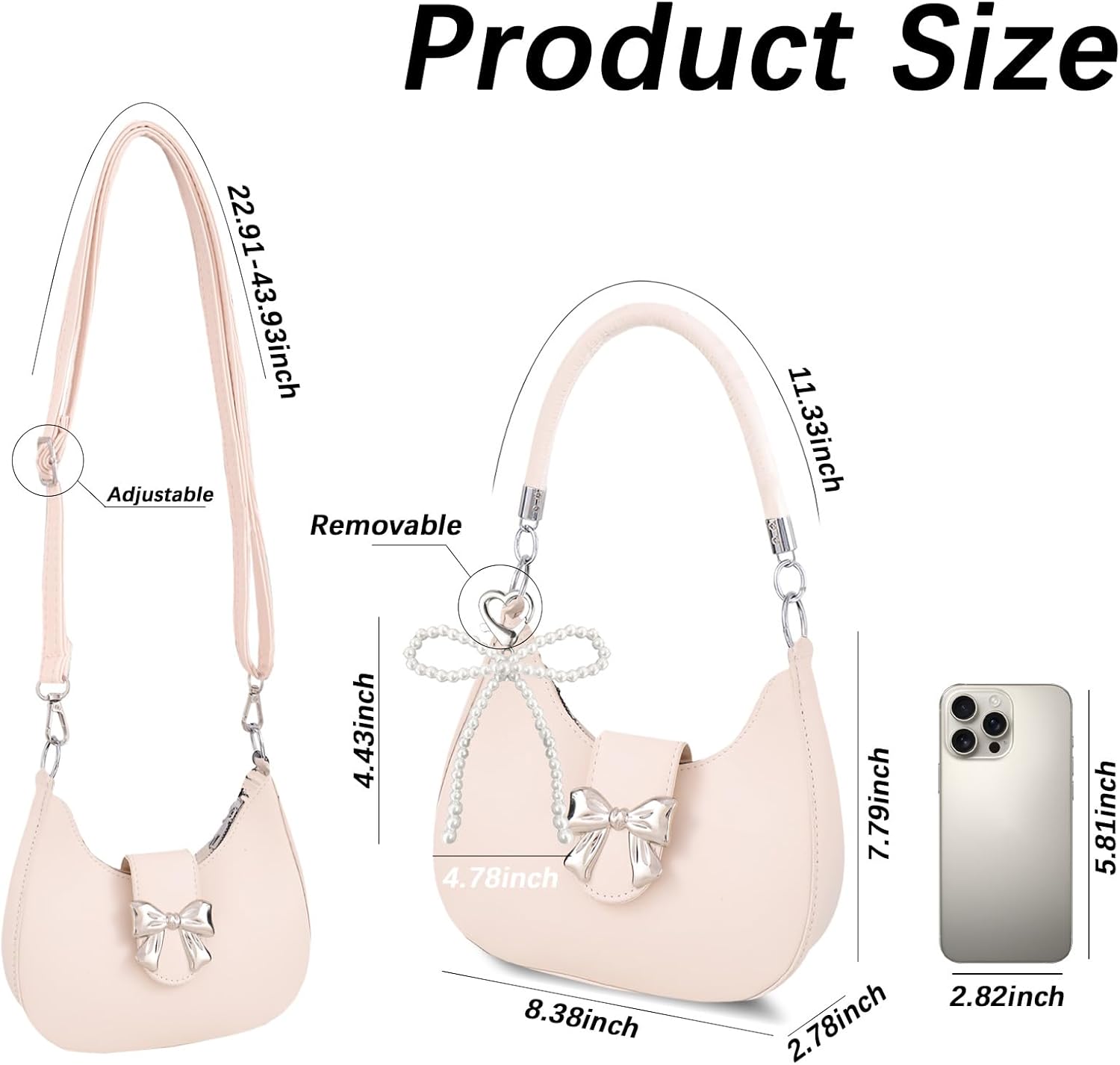 LYDZTION Shoudler Bag for Women,Tote Bag Purses for Women Crescent Adjustable Shoudler Strap Bag,Leather Crossbody Purse - Image 7