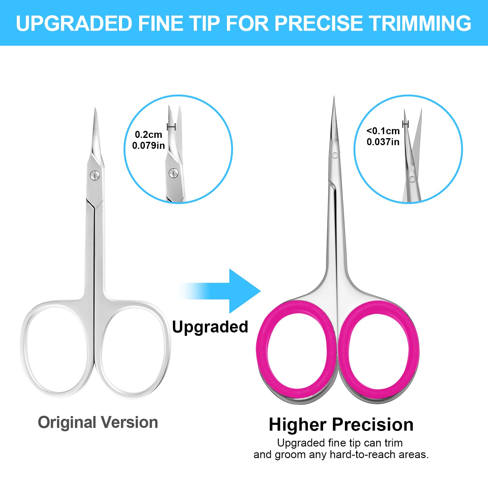 CGBE Forbicine per Cuticole Professionale in Acciaio Inossidabile 420, Forbici per Cuticole con Punta Curva (Rosa)
