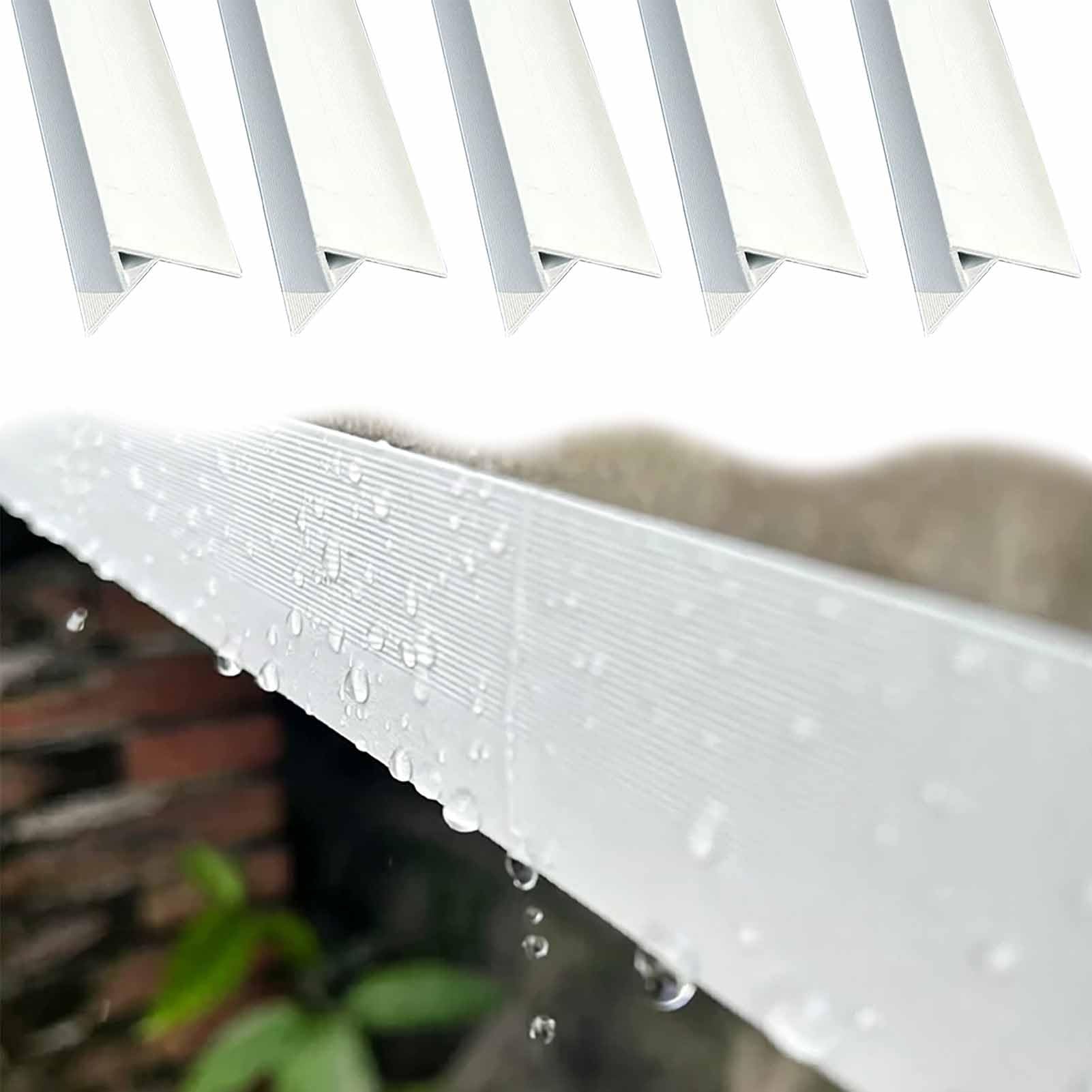 Vibeo Barre de Seuil Profilé D'égouttement Plat pour sous-toiture | Moulure de Finition Déflecteur de Pluie, Bord de Toit en Aluminium pour Solin D'égouttement, Gouttière Murale Extérieure