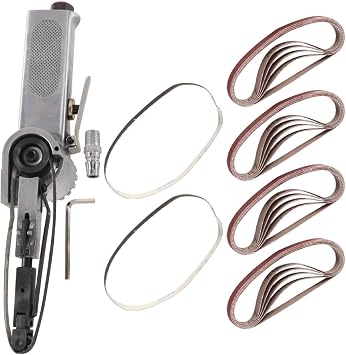 Pneumatic Belt Sander Finger Sander, The Handle Rotates 360 ,10mm X 330mm with 25 Sanding Belts for Grinding, Polishing