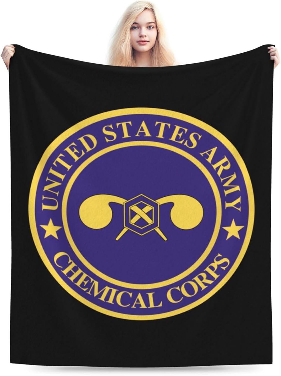 Seal of The United States Army Chemical Corps Throw Blanket 60"x50" Soft Cozy Blanket for Bed Sofa Couch Camping and Travel