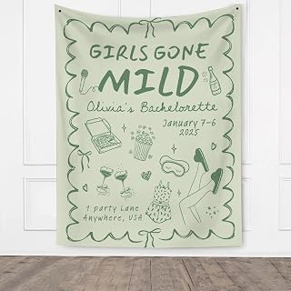 Personalized Girls Gone Mild Party Decor, Bachelorette Party Tapestry, Custom Location Margs and Matrimony Bridal Party Backdrop, Disco Bach Dancing Queens Party Sign, Bridal Shower Banner (Style 11)