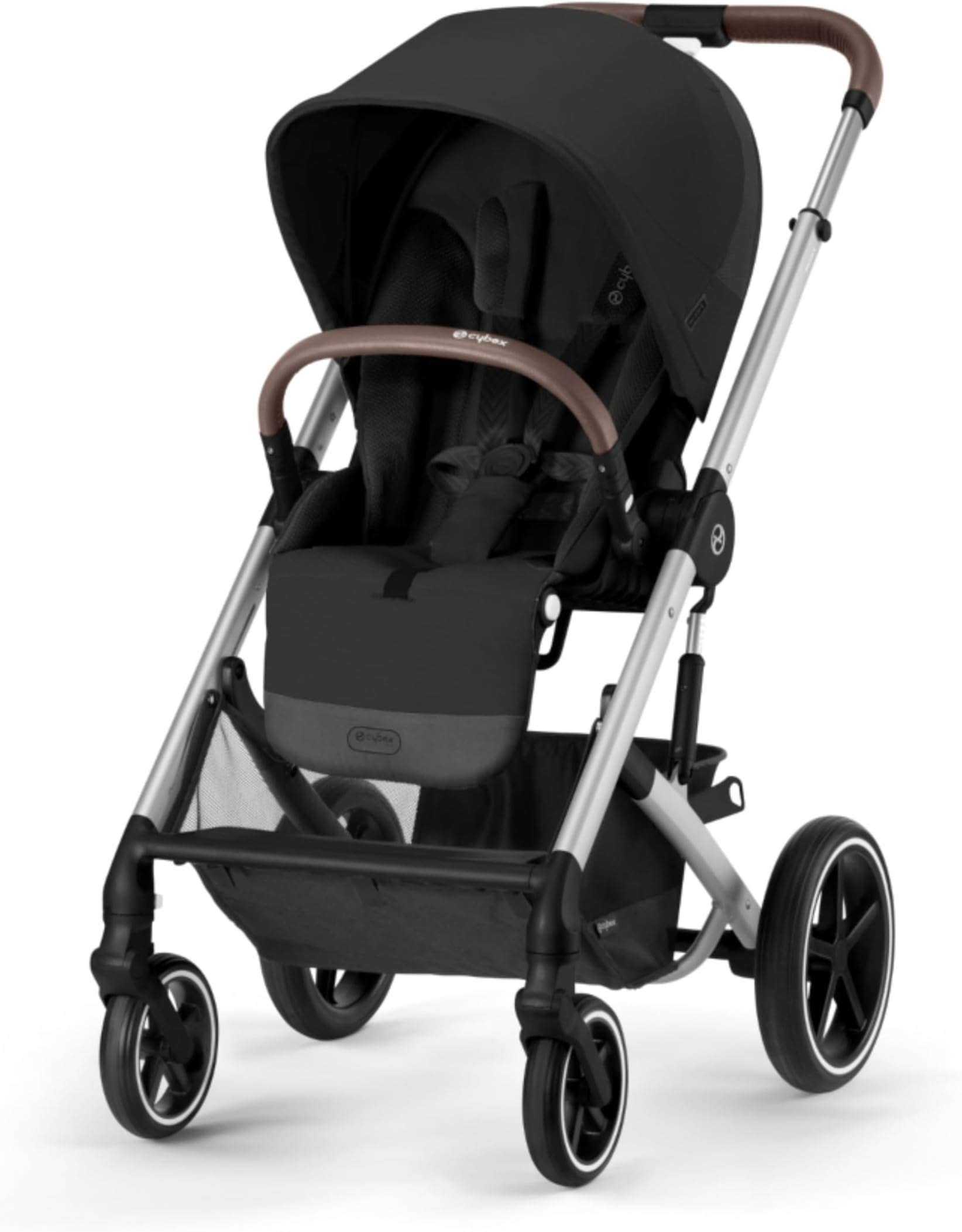 Balios S Lux Toddler and Baby Stroller with Reversible Seat, Unique One-Pull Harness, and Multiple Recline - Travel System Ready, with One Hand Fold, Silver Frame/Moon Black Seat