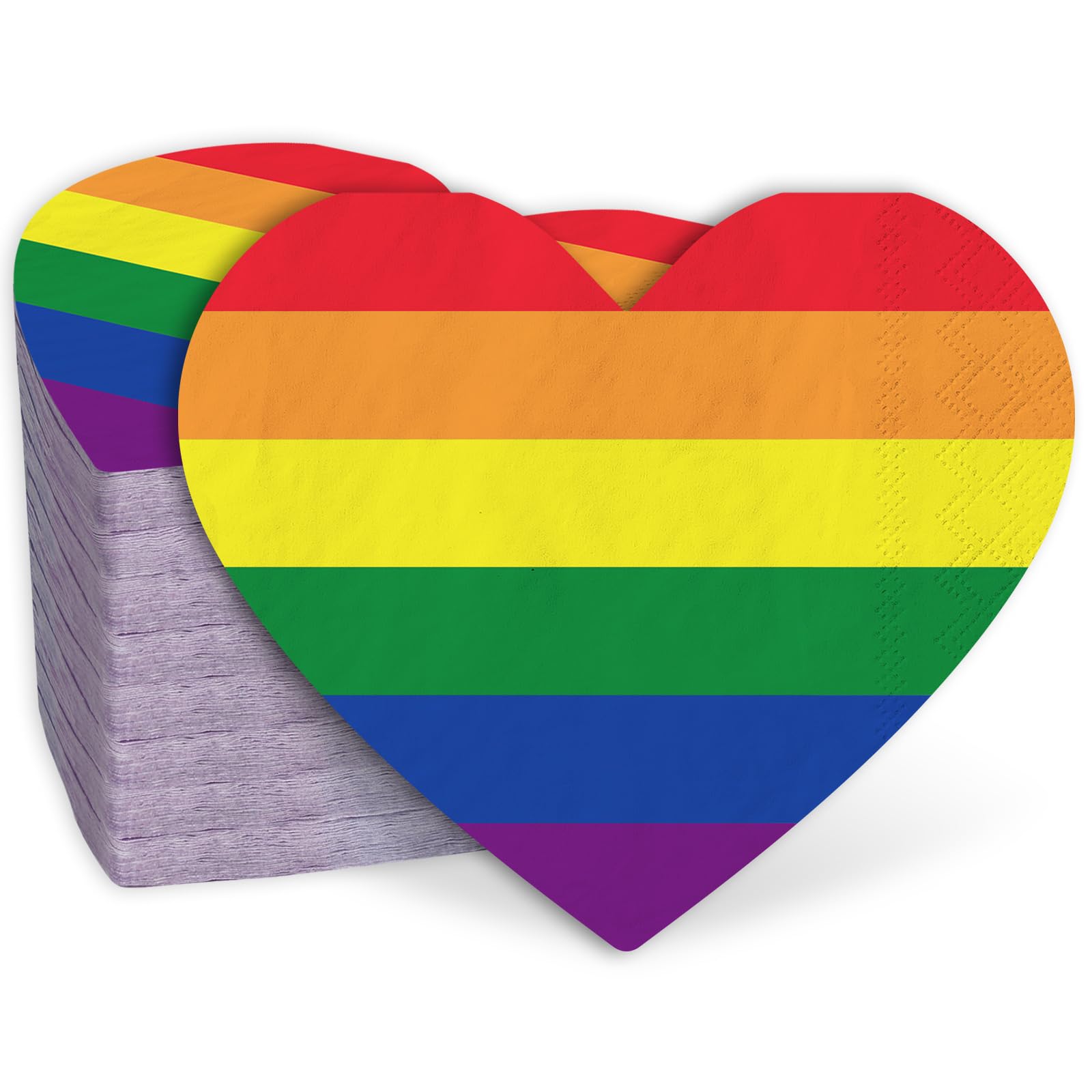 JarThenaAMCS LGBT Pride Papierservietten, herzförmig, Regenbogen-Einweg-Servietten, bunte Lunch-Servietten für Gay Pride Day, Partyzubehör, Tischdekoration, 80 Stück