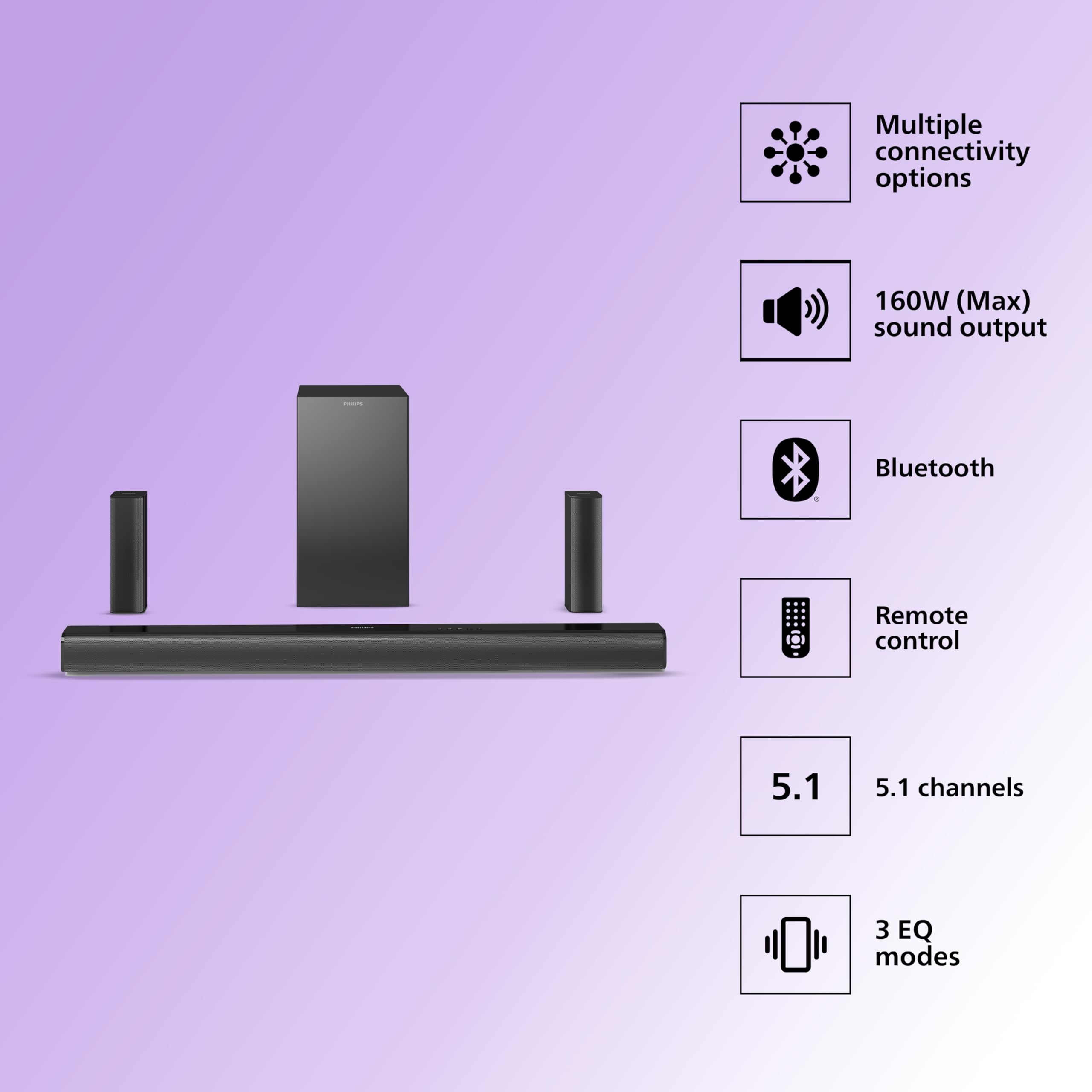 Philips 5.1 Ch 160W Max, with wireless Satt Spkr