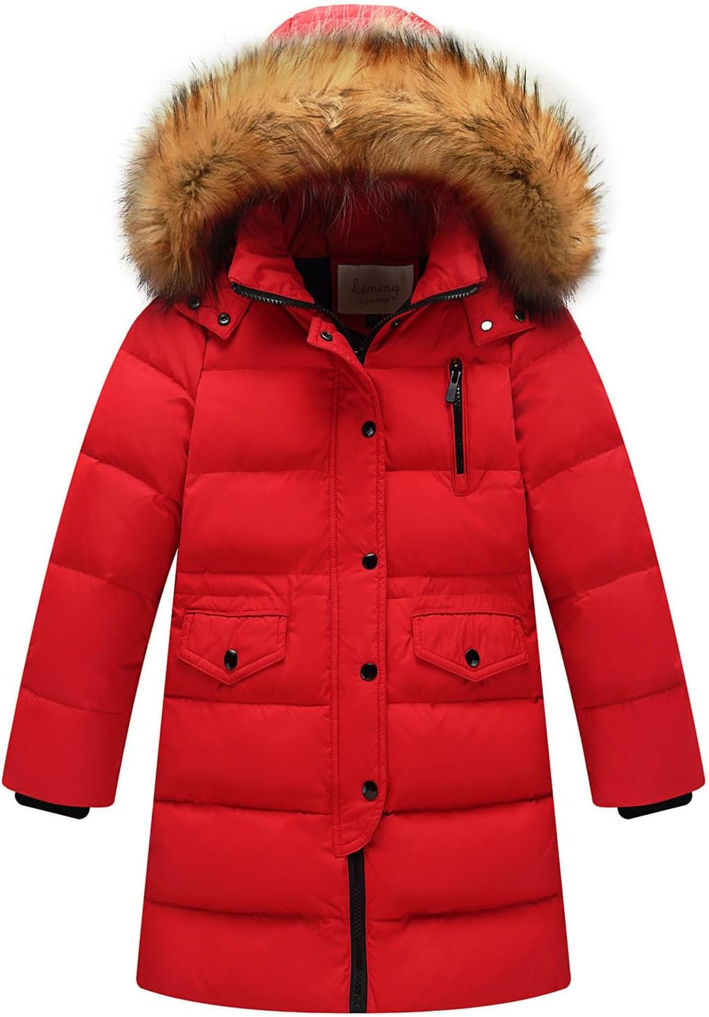 Boys Girls Long Hooded Puffer Jacket Down Winter Trench Coats Kids Padded Warm Windbreaker Overcoat with Fur Hood
