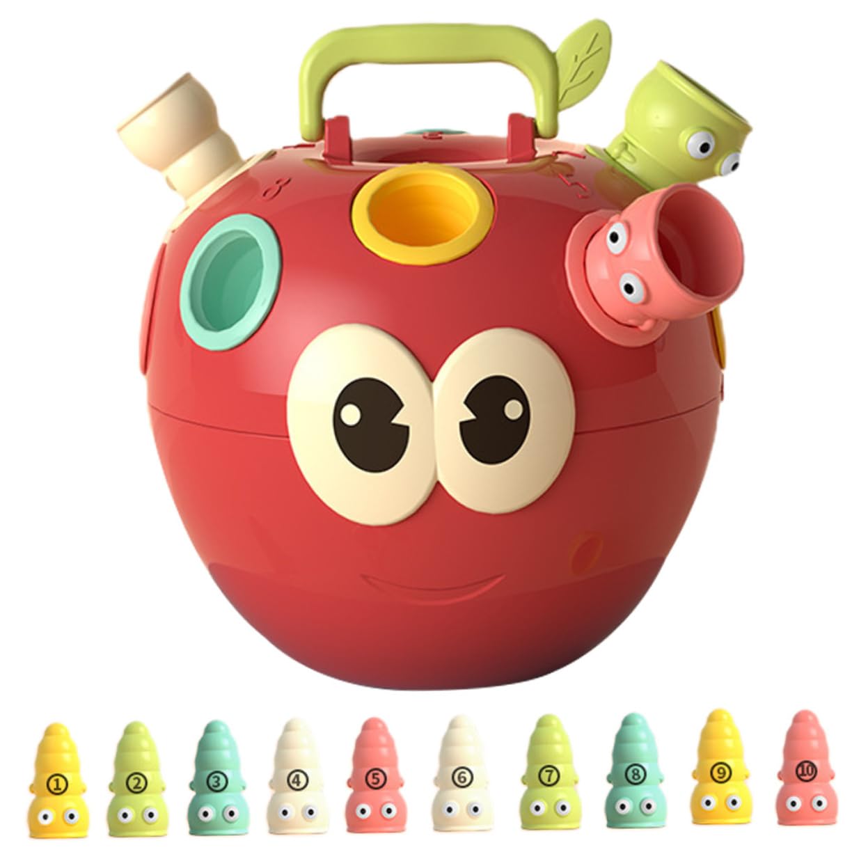 BESTonZON Jeu Éducatif D'association de Couleurs et Formes pour Tout-Petits, 1 Pomme 10 Plastique Sûr, Développement Cognitif et Coordination Œil-Main, Éveil Garçon et Filles Préscolaire