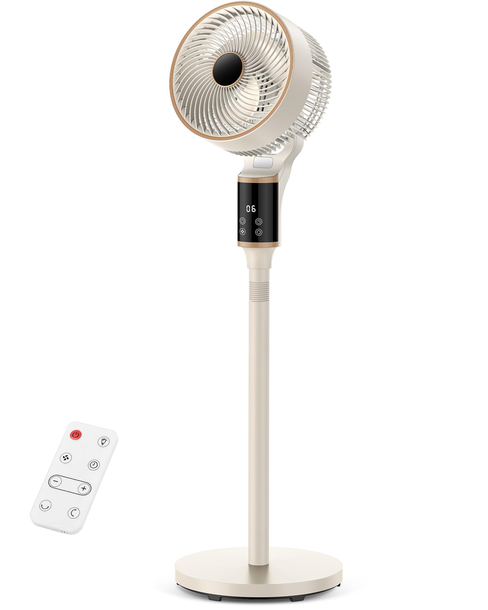Ventilatore a Piantana Silenzioso, DC Ventilatore Silenzioso Potente con Telecomando 60°+90° Oscillazione , 102CM Altezza ,12 Velocità, Timer 12H Altezza Regolabile (L)