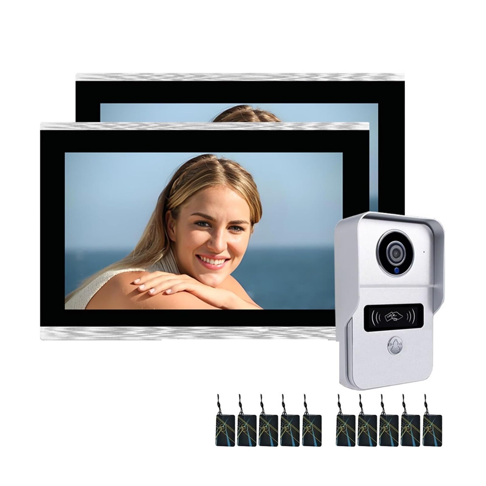 Tuya - Campanello smart video 1080P 5G WiFi a 2 fili, 25,4 cm, touch (1V1 10", argento)