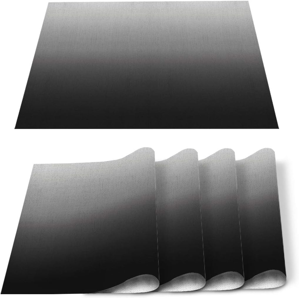 Chic D Black Gray Indoor Placemat Set of 6, Non-Slip Placemats for Kitchen/Dining Table/BBQ/Patio/Parties, 12"x18" Washable Durable Cotton-Linen Table Mats, Ombre