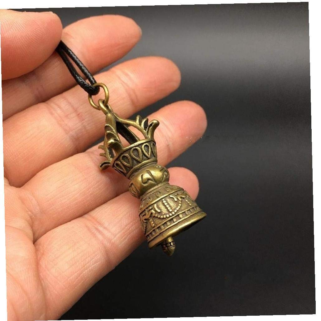 Lankater 1Pc Brass Carved Tibetan Buddhism Copper Pestle Diamond Bell Small Pendant Statue For Collectable