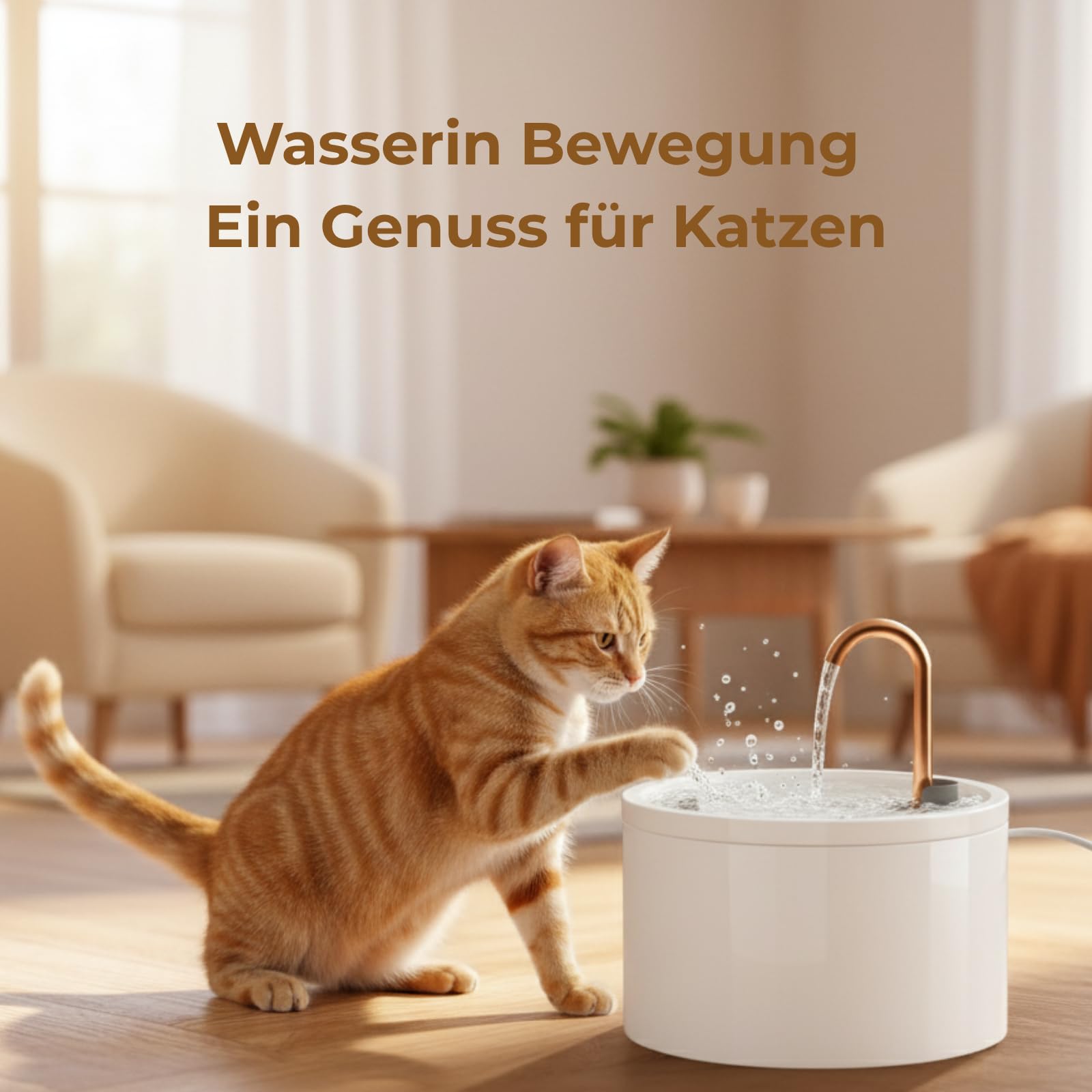 MISFANS Katzenbrunnen Keramik, Trinkbrunnen für Katze 2.1L, Leiser Wasserspender Katzen, Hygienischer Pet-Brunnen mit Filtersystem, Für Mehrkatzenhaushalte, Einfache Reinigung, Weiß