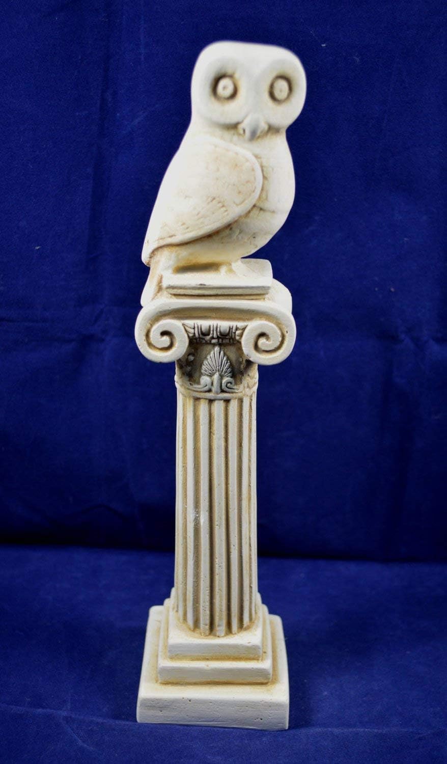 Estia Creations Owl Sculpture on Column Symbol of Athena Artifact