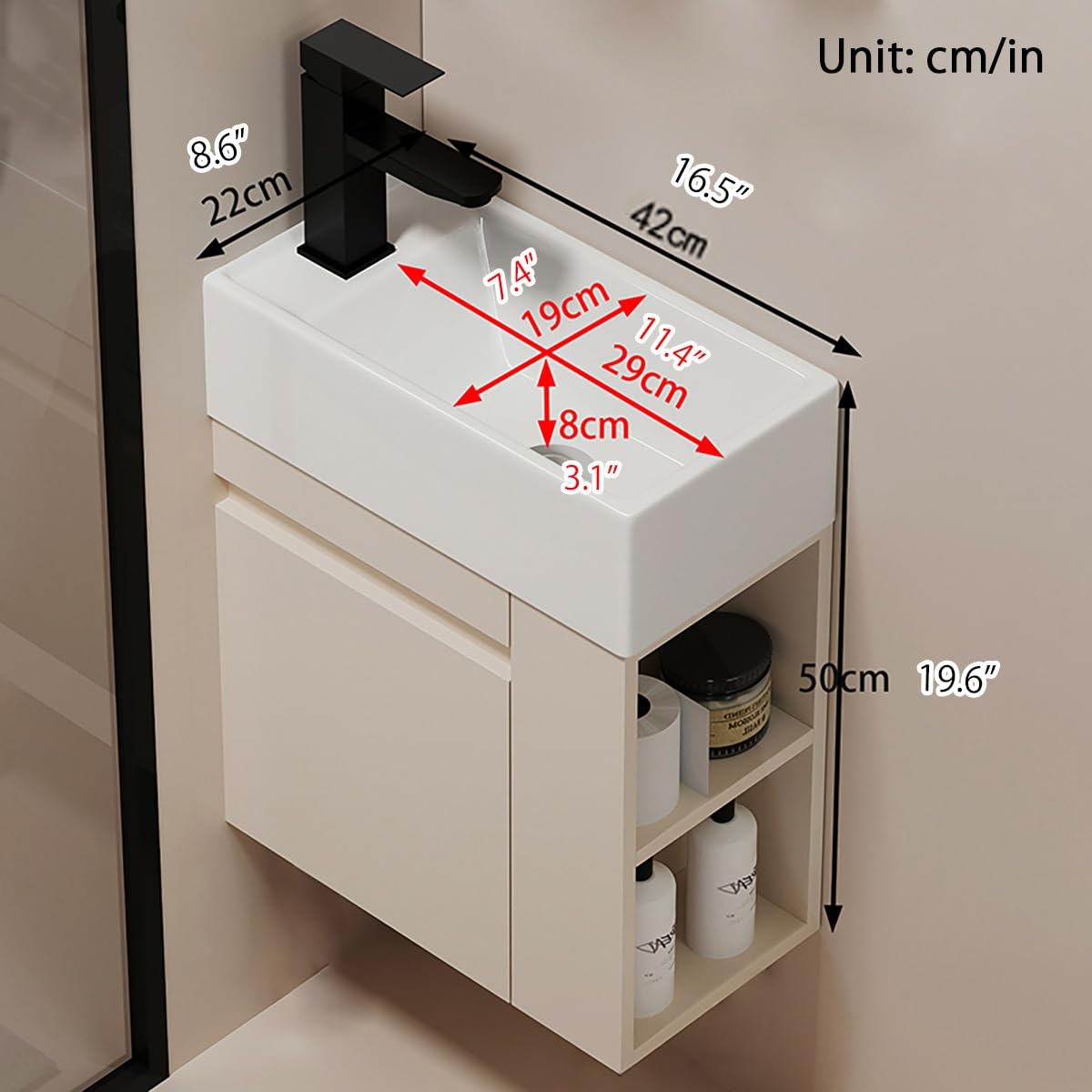 Lave Main D Angle Wc Avec Meubl,Petit Angle Lave Main Avec Meuble,Lavabo Mural En Céramique Blanche,Lavabo Suspendu À Fixer Au Mur,Lavabo À Poser Pour Petits Invités,Pour Vestiaire Salle De Bains(42cm