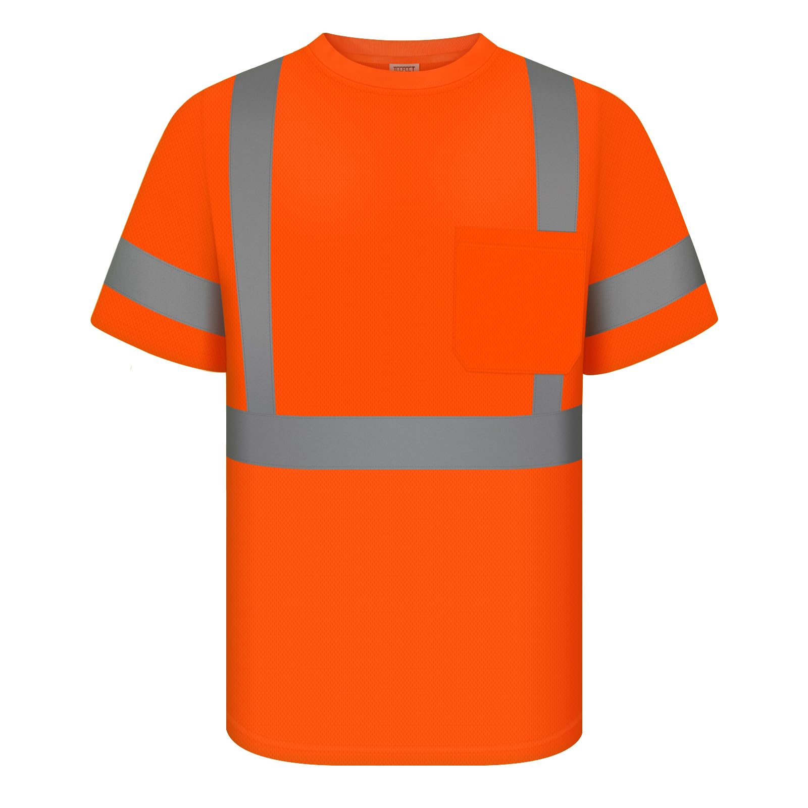 TCCFCCT Hi Vis Shirts for Men Class 3 High Visibility Shirt with Short Sleeves, Reflective Safety Shirts for Men, Construction Work Shirts with