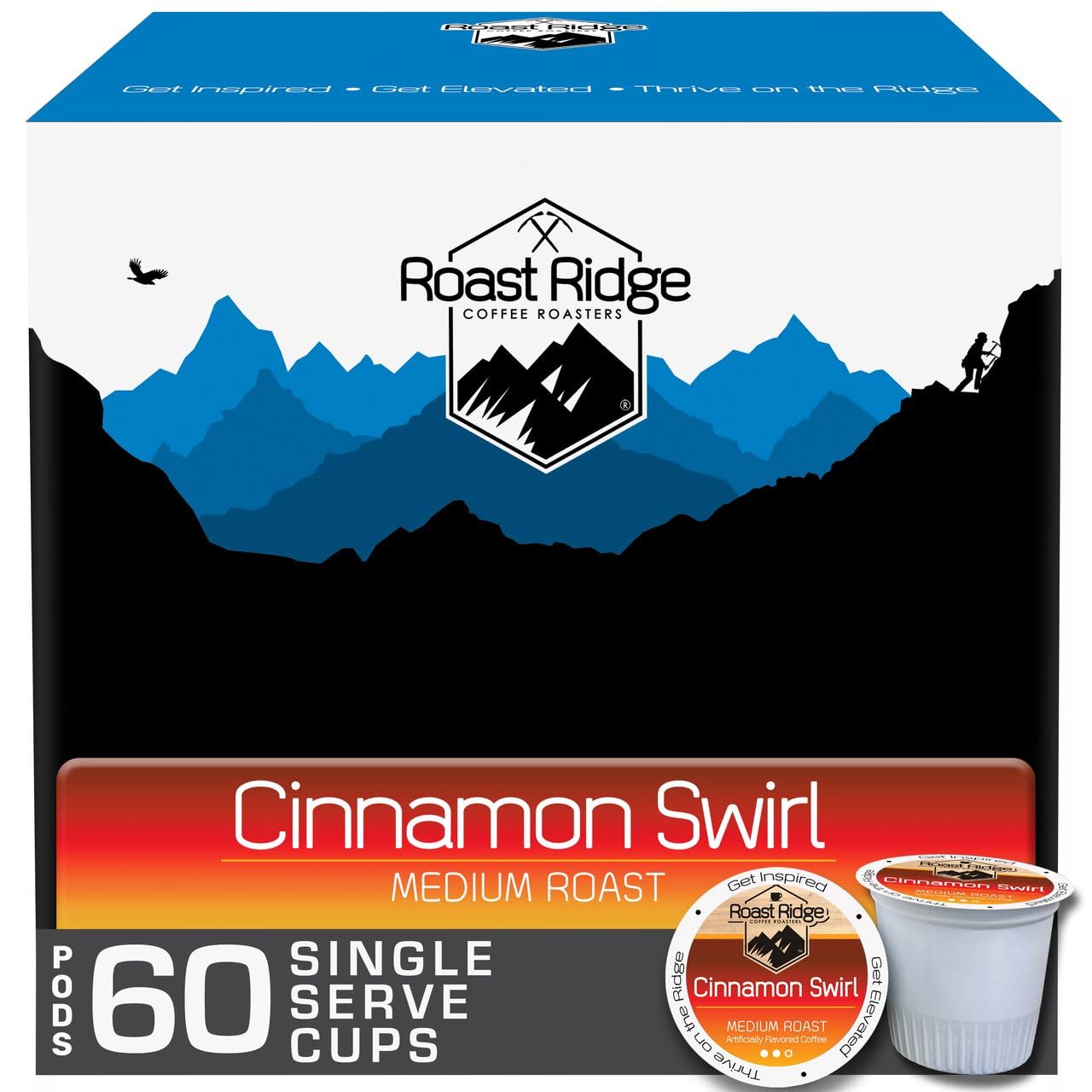 Roast Ridge K-Cup 브루어용 1인용 커피 포드, 미디엄 로스트, 시나몬 소용돌이, 60개