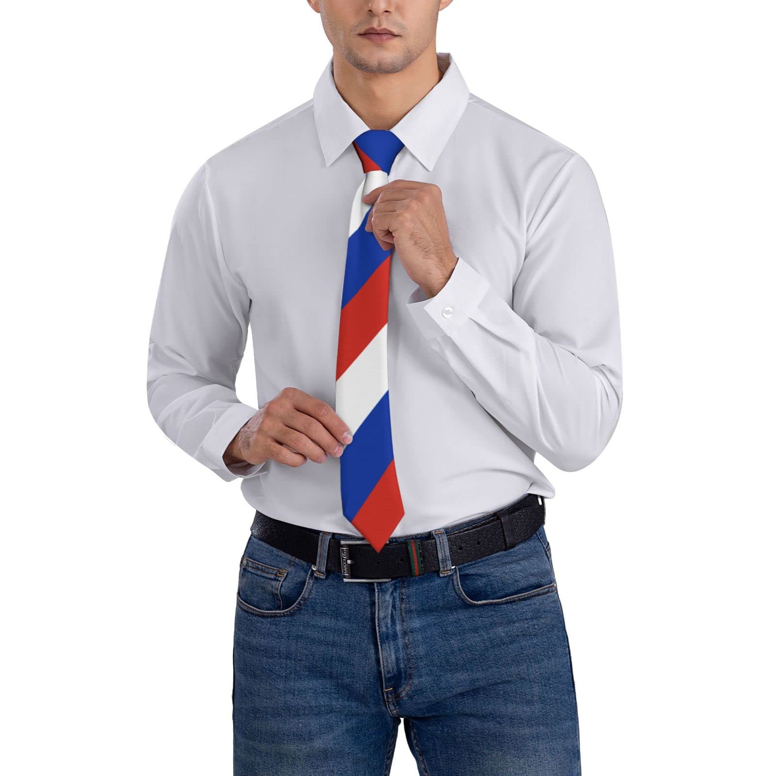 Hlbsdm Men's As Pic Russia Flag Russians Country Striped Necktie Neck Ties Party Business Neckties Soft Tie