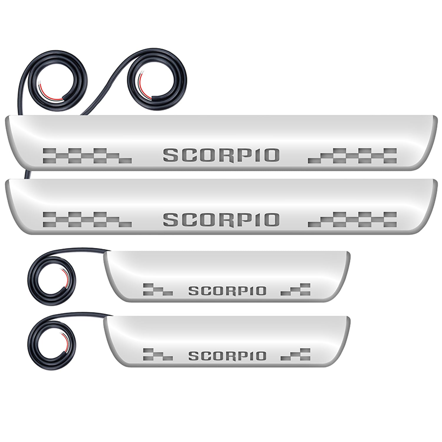 SPAIKO LED Door Sill Plate Compatible for Mahindra Scorpio | Mirror Finish Blue Light Scuff Plate | Car Foot Step Entry Guard – Set of 4 (Front & Rear) | 6 Months Warranty