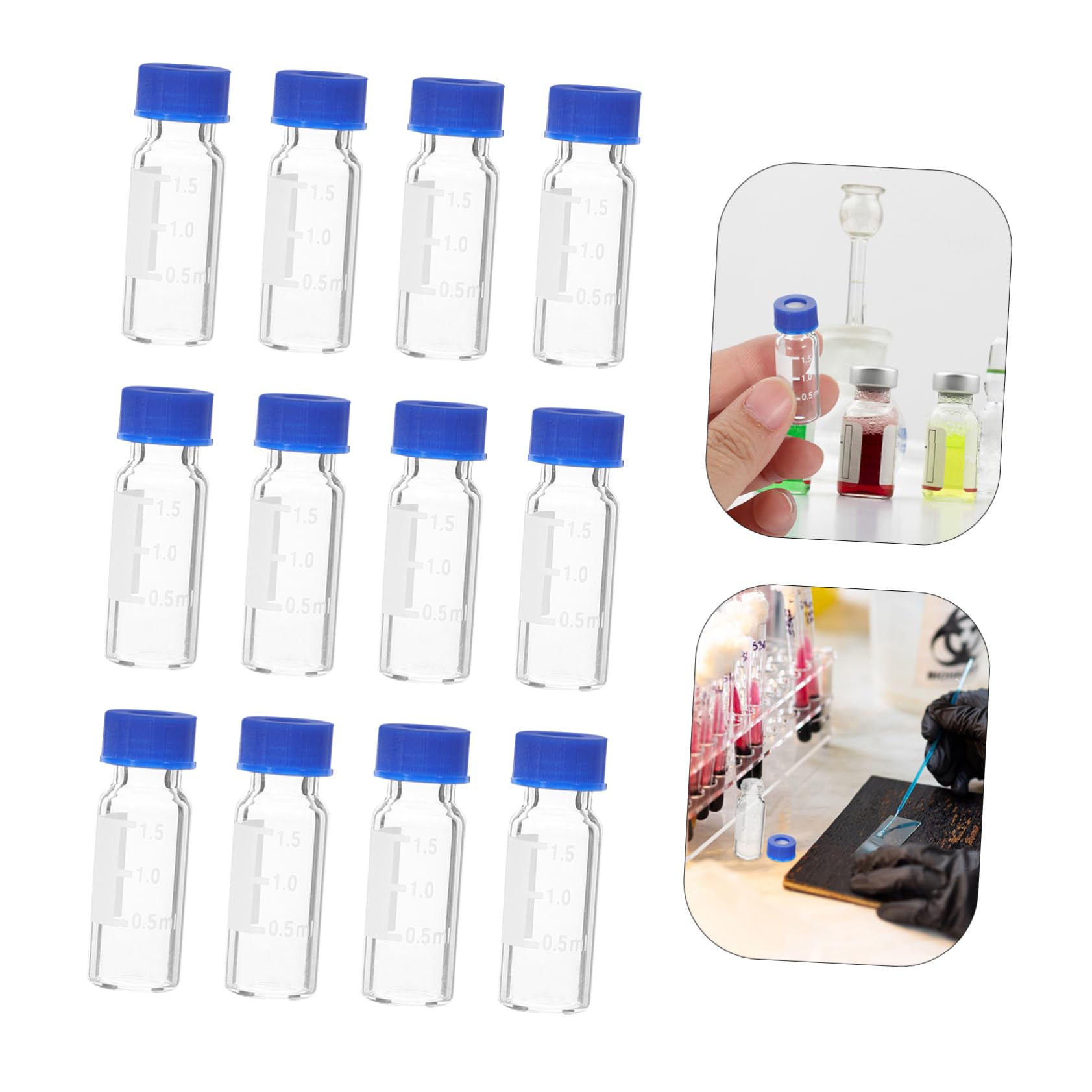 iplusmile 500piezas De Vidrio Transparentes Escala De Frascos Pequeños Para Muestras Con Tapas Perfectos Para Laboratorios y Proyectos De Investigación