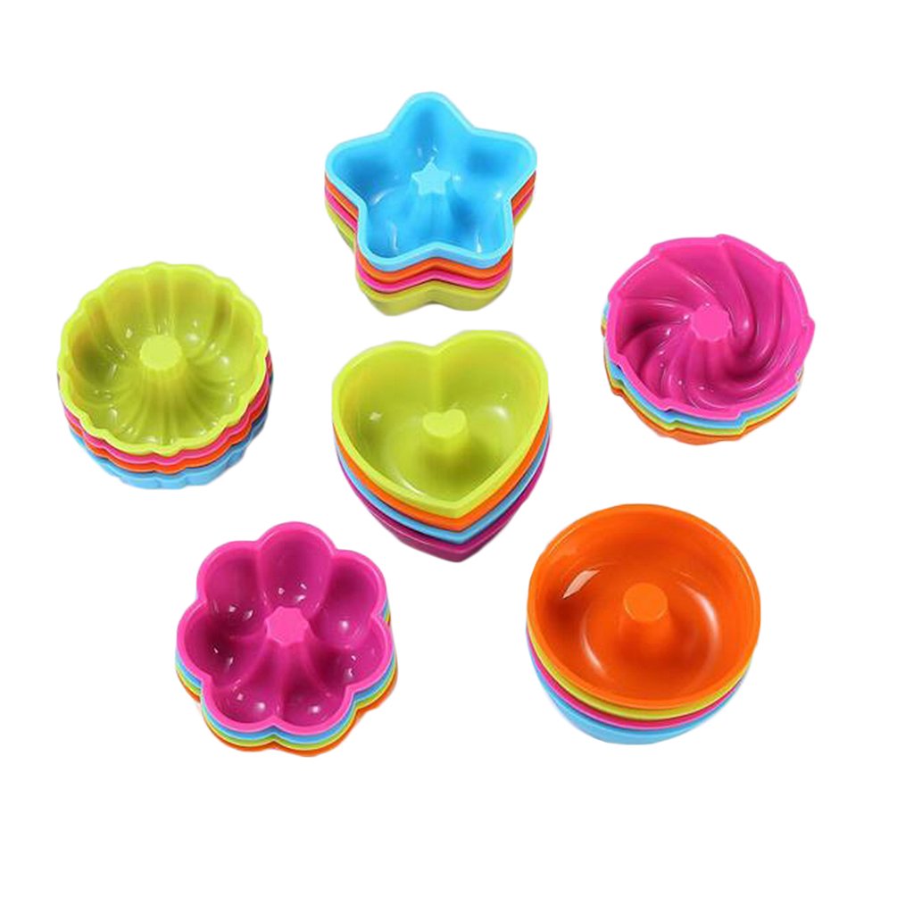 Juego de 3 moldes de silicona para donas y pasteles, 24 piezas