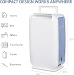Ivation 13-Pint Déshumidificateur pour déshydratant compact et silencieux - Avec tuyau d'évacuation continu pour les petits espaces, salle de bains, grenier, espace crawl et placards - Pour les espaces jusqu'à 270 Sq Ft, blanc