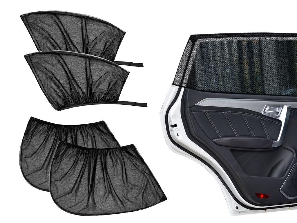 Kellegour 4 Piezas Parasol de Coche,Parasoles Ventana de Coche,Parasol Coche Infantil Lateral,Cortina Mosquitera para Coche,Auto Lado Vaso Sombra Cortinas,para contra Rayos UV Privacidad Protección