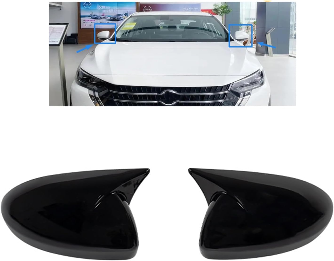 XJPGHA Wing Mirror Covers Caps for NISSAN Sentra 2020-2024, Sturdy Durable Cover Housing Door Mirror Vehicle Accessory Rearview Side Covers,Black