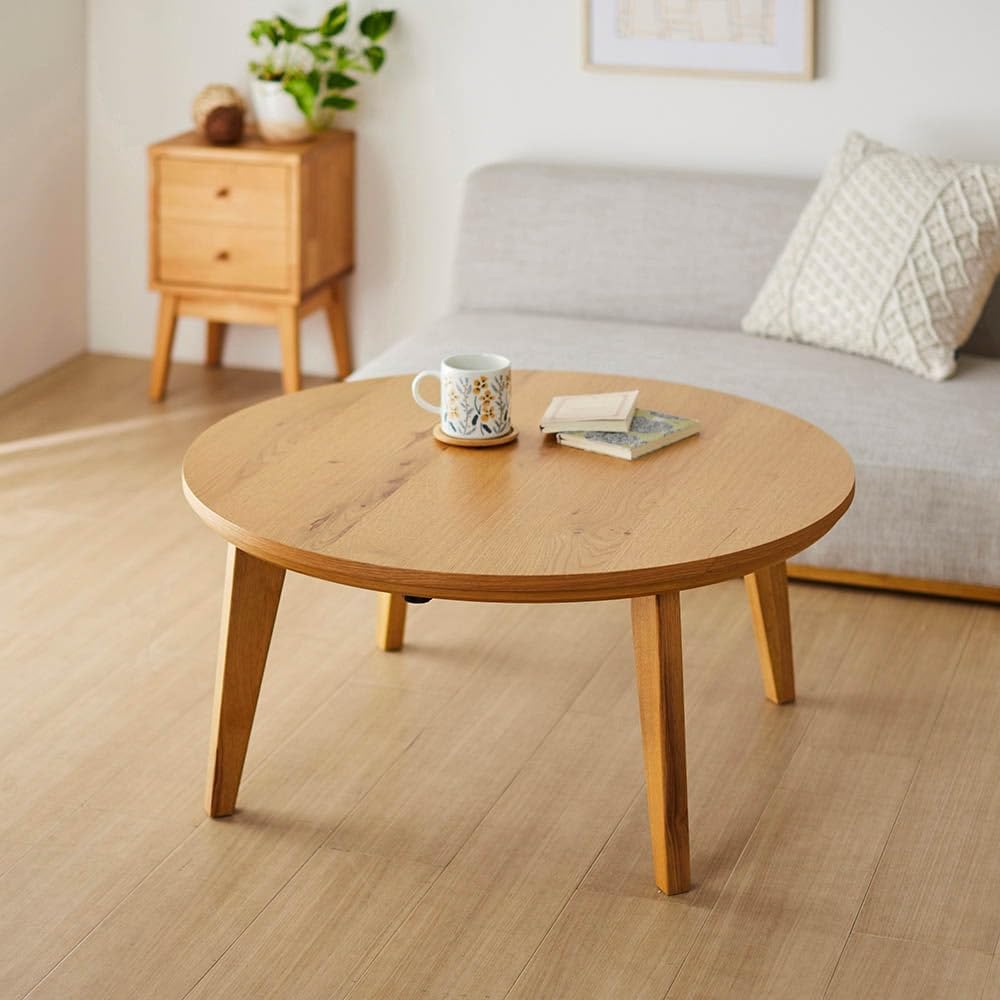 Amazon.co.jp : [ベルメゾン] こたつテーブル 節あり オーク材 円形