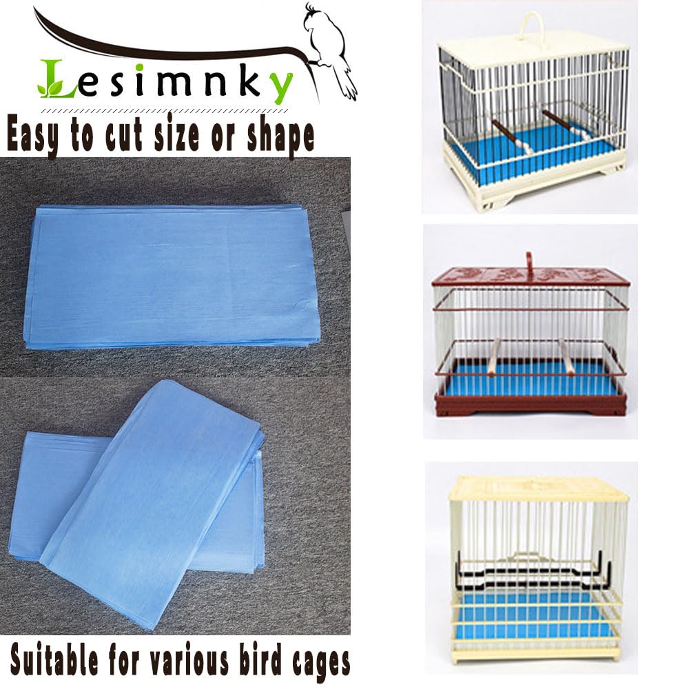 Lot de 120 doublures jetables en papier non tissé pour cage à oiseaux, 27,9 x 43,2 cm, prédécoupées, absorbantes, pour cage à oiseaux, coussin pour perroquet (bleu)