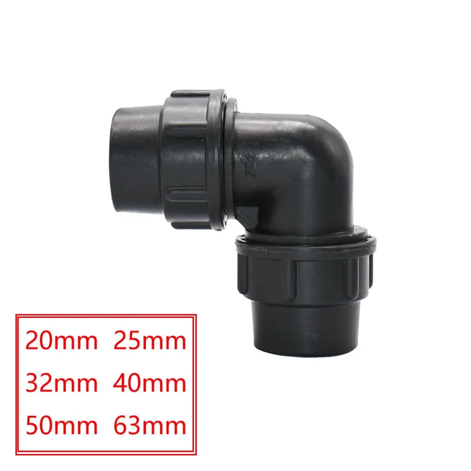 Raccord de tuyau en PVC PE 20/25/32/40/50 mm pour robinet à boisseau sphérique en plastique pour jardin, agriculture (coude, 40 mm)