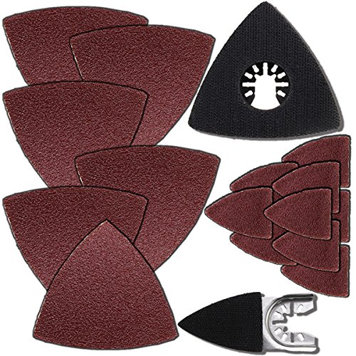 Letbo New 34Pcs Oscillating Multi Tool Sanding Paper Kit 60/120/180/240 Grit Sandpaper/ Two Oscillating Tool