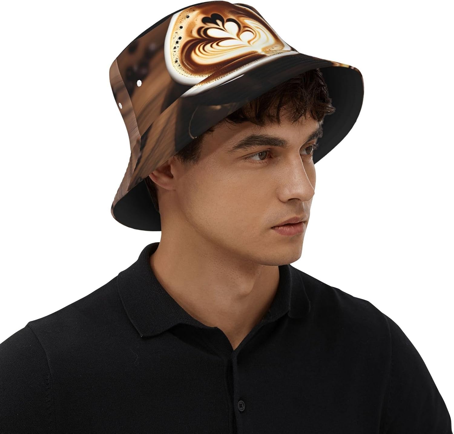 Delicious Heart Coffee Print Sun Hat Outdoor Fisherman Cap Summer Bucket Hat Beach for Men Women