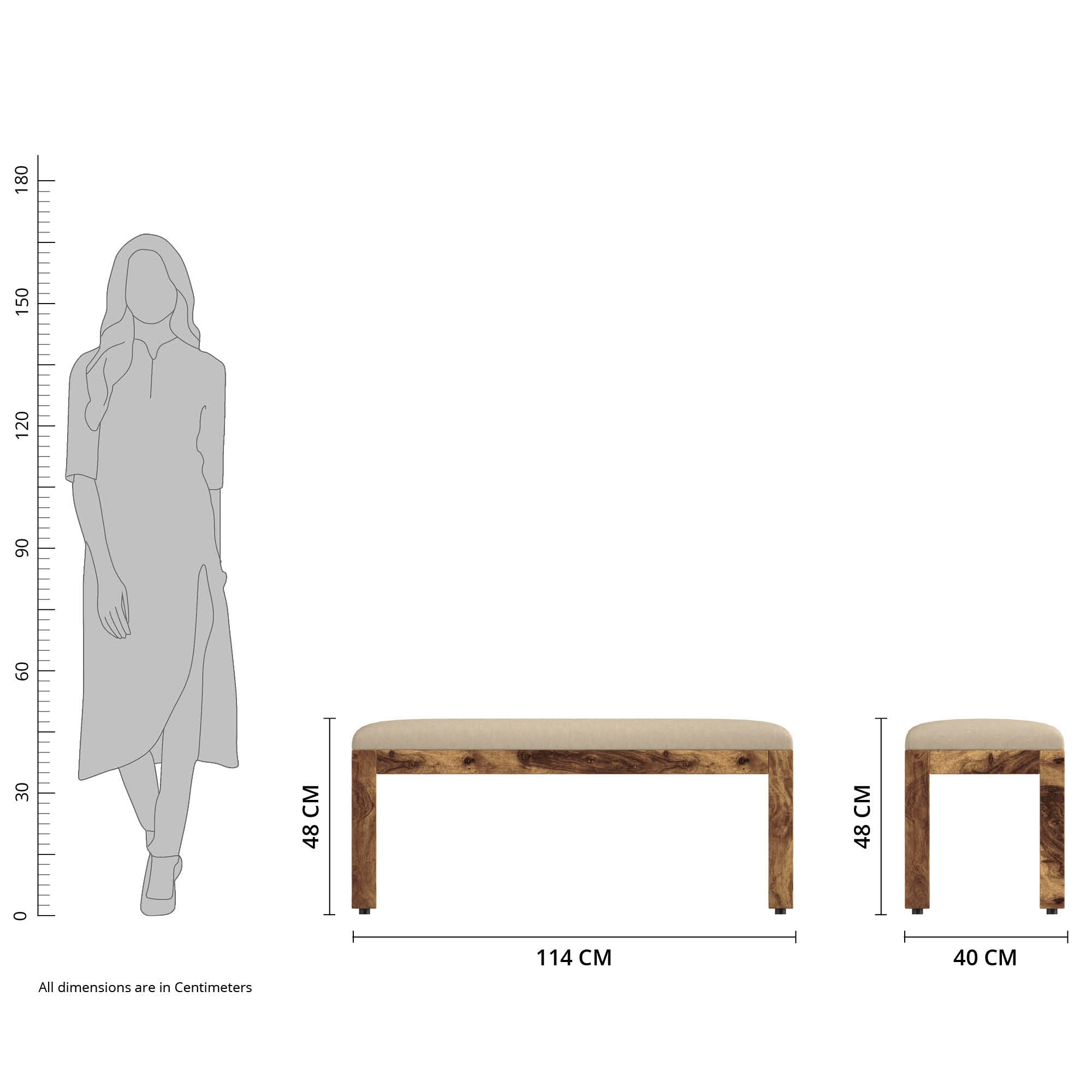 Amazon Brand - Solimo Wantage Solid Sheesham Wood Cushioned Bench (Natural Finish) - Image 2 thumbnail