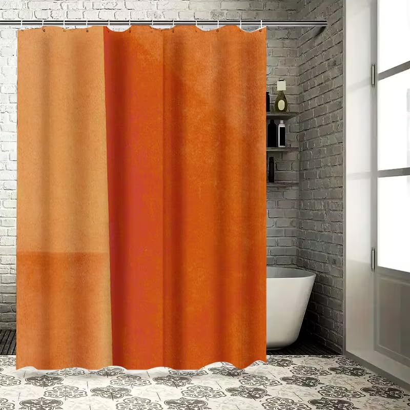 Cortina de Ducha Abstracta de Color Naranja Brillante, Impermeable, decoración del hogar para el baño (70 x 140 cm/Extra Ancha)