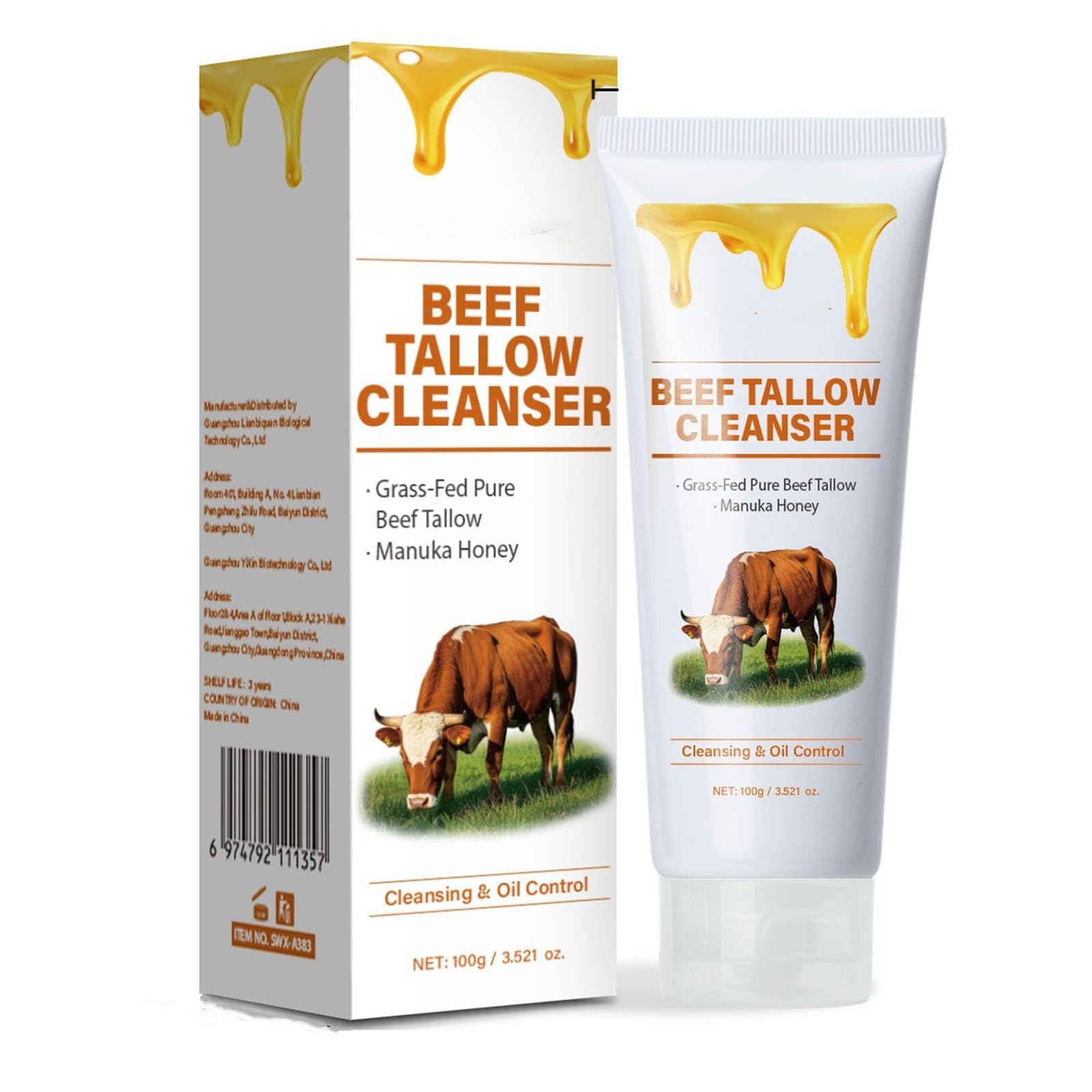 Beef Tallow for Skin Face Wash Grass Fed Beef Tallow Hydrating Facial Cleanser Skincare
