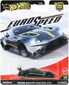 Hot Wheels Car Culture Premium, carro de brinquedo em escala 1:64, fabricado em metal fundido a pressão, Aston Martin Vantage GTE com pneus Real Riders e carroçaria/chassis de metal, Eurospeed, JBK56