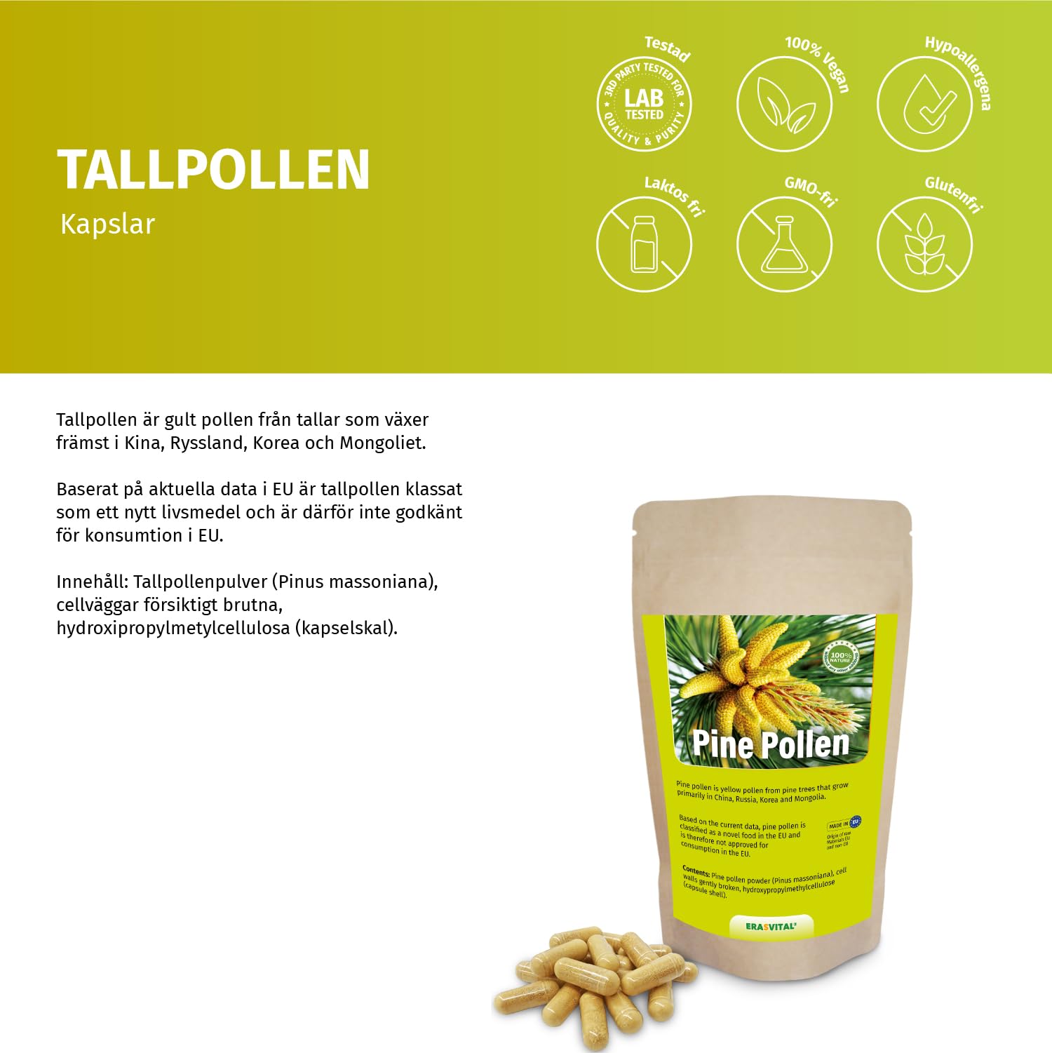 Pinien Pollen Kapseln Wildsammlung Zellwandgebrochen vegetarische Kapselhülle (540 stück (1er Pack))