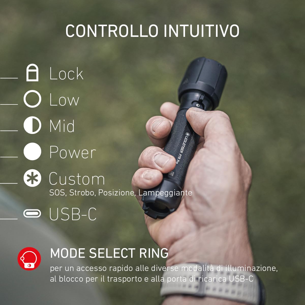Ledlenser P7R Pro Torcia Ricaricabile, 2000lm, Portata 320m, per Cantieri | Messa a fuoco regolabile, 223g, autonomia 60h, protezione in gomma, 8 modalità, per meccanici, elettricisti e idraulici